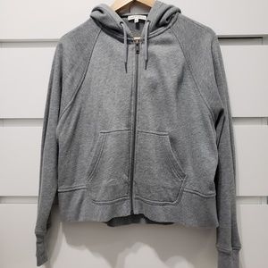 Aritzia Grey Cropped Zip Up Hoodie